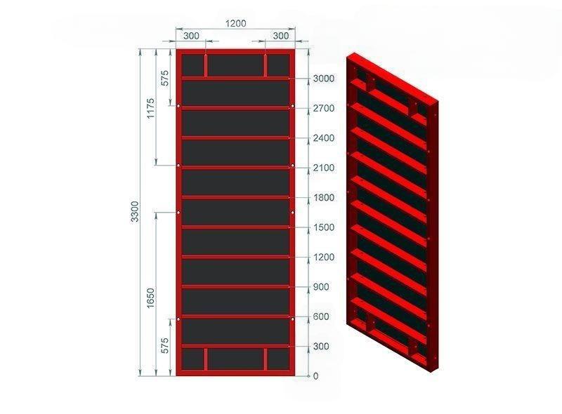 Щит линейный стальной 1,20x3,30 опалубочной системы PSK-DELTA (ПСК-Дельта)